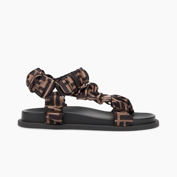 Fendi Black and Brown Logo Sandals - Picture 6 of 11